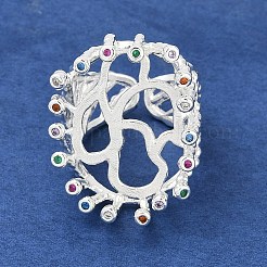 真鍮の指リングコンポーネント  爪パッドリングのセッティング  キュービックジルコニア付き  ラックめっき  長持ちメッキ  オーバル  銀  トレイ：24x18.5mm  29.5mm&nbsp;KK-F891-18S
