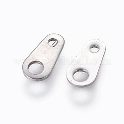 変色しにくい201ステンレススチールチェーンタブ  チェーン延長コネクター  ステンレス鋼色  8x4x0.7mm  穴：1mmと2mm&nbsp;STAS-L234-010P