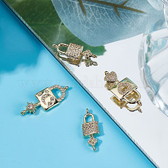 6Pcs 3 Styles Brass Micro Pave Clear Cubic Zirconia Connector Charms&nbsp;KK-BBC0002-94
