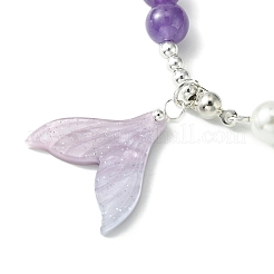 Cellulose Acetate(Resin) Whale Tail Charm Bracelet&nbsp;BJEW-TA00350