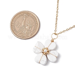 Natural Howlite Clover Pendant Necklaces&nbsp;NJEW-JN05132-01