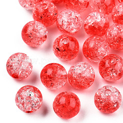 クリアクラックアクリルビーズ  ラウンド  レッド  8x7.5mm  穴：1.8mm  1700個/約500g&nbsp;CACR-N002-27B