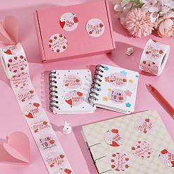 Flat Round with Strawberry Shaped Stickers Roll&nbsp;STIC-WH0012-14B