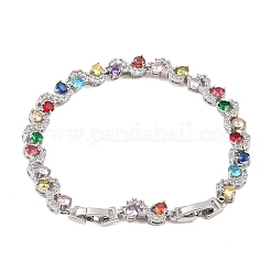 Platinum Tone Brass Micro Pave Cubic Zirconia Tennis Bracelets&nbsp;BJEW-B160-08P
