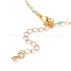 Faceted Round Natural Amazonite Beaded Necklaces&nbsp;NJEW-JN03215-03