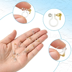 12個2色304ステンレススチールとプラスチッククリップオンイヤリング金具  ゴールデン·ステンレス鋼色  11x11x3mm  穴：1.8mm  6個/カラー&nbsp;KY-FS0001-28