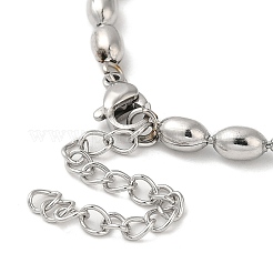 Non-Tarnish 304 Stainless Steel Oval Ball Chain Bracelets for Women&nbsp;BJEW-C046-01P