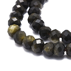 Natural Golden Sheen Obsidian Beads Strands&nbsp;G-E569-I02
