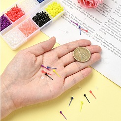 7色のプラスチック製小さなボールスタッドピアス  女性用ポストイヤリング  150個のプラスチック製イヤーナット付き  ミックスカラー  4~14x2.5~4mm&nbsp;EJEW-YW0001-10