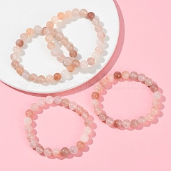 8MM Natural Xinjiang Golden Silk Jade Round Beaded Stretch Bracelets for Women&nbsp;BJEW-G756-01A