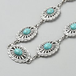 Alloy Pave Synthesis Turquoise Oval Link Waist Chains for Women&nbsp;AJEW-WH0455-63