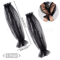 ナイロンメッシュストレッチオーバースリーブ  偽の長袖  ブラック  550~570x170mm&nbsp;FIND-WH0152-660A