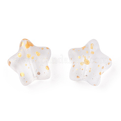 スプレー塗り透明ガラス・ビーズ  スター  透明  8x8.5x4mm  穴：1mm  30個/袋&nbsp;GLAA-FS0001-01B