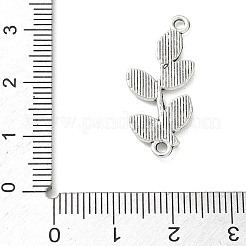チベットスタイルの合金コネクタチャーム  葉と枝のリンク  アンティークシルバー  27.5x12x1.5mm  穴：1.7mm&nbsp;AL-CBACA42-08AS