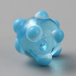 透明ガラスビーズ  凹凸のあるスタイル  ラウンド  ライトスカイブルー  9~11x12~14mm  穴：1.5~1.8mm&nbsp;GLAA-WH0038-26C