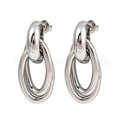 304ステンレススチール製オーバルダングルスタッドピアス  ステンレス鋼色  35.5x15mm&nbsp;EJEW-I319-01P