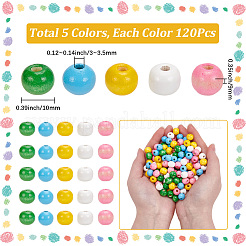 600Pcs 5 Colors Dyed Natural Wood Beads&nbsp;WOOD-SC0002-42