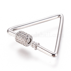 Brass Micro Pave Cubic Zirconia Screw Carabiner Lock Charms&nbsp;ZIRC-F105-06P