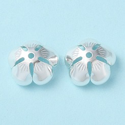 真鍮製ビーズキャップ  カドミウムフリー＆鉛フリー  5  - 花びらの花  銀  13x13x6.5mm  穴：1.4mm&nbsp;KK-Z030-08S