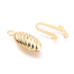 304ステンレススチールボックス留め具  マルチ連クラスプ  オーバル  ゴールドカラー  21.5x9x5mm  穴：1mm&nbsp;STAS-H151-16G