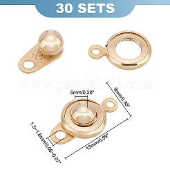 30セット201個のステンレススチール製スナップ留め具  ゴールドカラー  15x9x5mm  穴：1.5~1.8mm&nbsp;STAS-UN0045-17