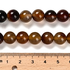 染め加工天然石瑪瑙ビーズ連売り  ラウンド  ココナッツブラウン  10~10.5mm  穴：1~1.2mm  約39個/連  15.16''（38.5センチメートル）&nbsp;G-G203-10D-10mm