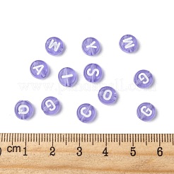 透明なアクリルビーズ  水平穴  混合文字  フラットラウンド  ライラック  7x4mm  穴：1.5mm  約3700個/500g&nbsp;TACR-N002-04H