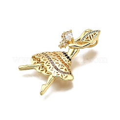 Rack Plating Brass Micro Pave Cubic Zirconia Pendants&nbsp;KK-D343-14G-C