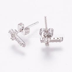 Brass Micro Pave Cubic Zirconia Stud Earrings&nbsp;EJEW-F125-05P