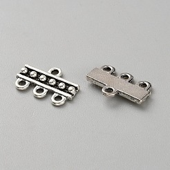 100 個のチベットスタイル合金シャンデリアコンポーネントリンク  カン付き  長方形  アンティークシルバー  12.5x18.5x2.5mm  穴：1.9mmと1.7mm&nbsp;FIND-WH0431-31D