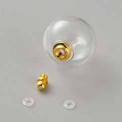 ガラスボトルペンダント  真鍮パーツ  ラウンド  ゴールドカラー  25x20mm  穴：1.8mm&nbsp;FIND-WH20032-19B-G