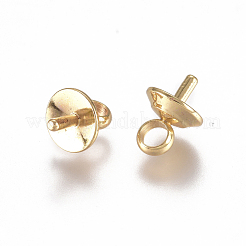 304ステンレススチールペグベイルチャーム  片穴パーツ用  ゴールドカラー  7x5mm  穴：2mm  ピン：1.1mm&nbsp;STAS-G225-05G