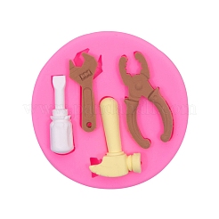 DIY Toos 模様食品グレードのシリコーンフォンダンモールド  DIYケーキデコレーション用  UV＆エポキシ樹脂ジュエリー作り  ショッキングピンク  83x10mm  内径：44~53x12~29mm&nbsp;DIY-F072-28