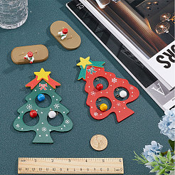 2セット2色のクリスマスツリー木製ディスプレイ装飾子供用  家庭用デスクトップテーブルの装飾用  ミックスカラー  34x64x135mm  1セット/色&nbsp;DJEW-GF0001-62