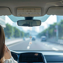フラットラウンド＆ウィング合金ペンダント装飾2個  真鍮のチェーン付き  車のバックミラーの装飾用  プラチナ  246mm&nbsp;HJEW-CA00073
