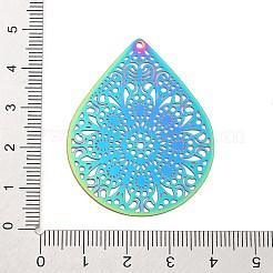 201 Stainless Steel Etched Metal Embellishments Pendants&nbsp;STAS-K257-42MC
