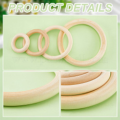 8Pcs 4 Styles Unfinished Wood Rings&nbsp;WOOD-GA0001-69