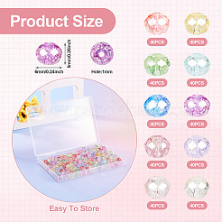 400個10色透明ガラスビーズ連売り  ファセット（32ファセット）  ロンデル  ミックスカラー  6x5mm  穴：1mm  40個/カラー&nbsp;GLAA-TA0002-88