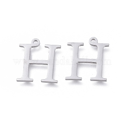 変色しない304ステンレススチールチャーム  ギリシャ語のアルファベット  ステンレス鋼色  文字.h  14x12.4x1mm  穴：1.2mm&nbsp;STAS-L263-07P