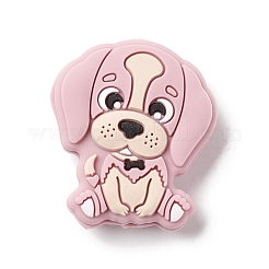シリコーン焦点ビーズ  犬  ピンク  28x25x9mm  穴：2mm&nbsp;SIL-E003-01G