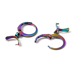 304ステンレススチールフレンチフックピアスファインディング  アイスピックピンチベイル付き  虹色  22mm  ピン：0.65x0.8mmと0.6mm&nbsp;STAS-WH0022-87MC