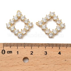 真鍮製マイクロパヴェキュービックジルコニアペンダント  菱形  ゴールドカラー  21x19.5x3mm  穴：1mm&nbsp;LS-KK-I380-23G