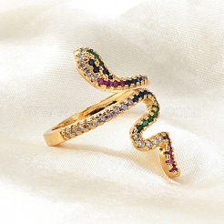 Brass Micro Pave Cubic Zirconia Cuff Rings&nbsp;RJEW-S044-049