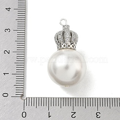 Brass Micro Pave Clear Cubic Zirconia and Creamy White Imitation Pearl Pendants&nbsp;KK-A300-13B-P