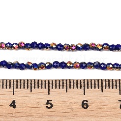 電気メッキガラスビーズストランド  ラウンド  半分メッキ  多面カット  ダークブルー  2mm  穴：0.9mm  約181個/連  14.29''（36.3センチメートル）&nbsp;EGLA-H114-01J
