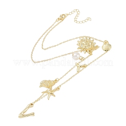 ボヘミアン サマー ビーチ スタイル 18K ゴールド メッキ シェル型 イニシャル ペンダント ネックレス&nbsp;IL8059-22