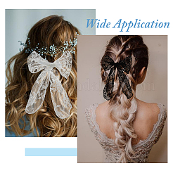 6個 2色 レース 蝶結び ポリエステル ワニ口ヘアクリップ  結婚式の女性と女の子のための  ミックスカラー  235x150x23mm  3個/カラー&nbsp;PHAR-FH0001-05