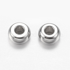 変色しにくい304ステンレススチールビーズ  フラットラウンド  ステンレス鋼色  4x2mm  穴：1mm&nbsp;STAS-F149-13P-C