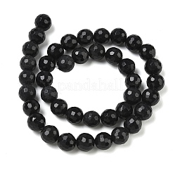 天然石オブシディアンビーズ連売り  多面カット  ラウンド  10.5~11mm  穴：1.2mm  約39~42個/連  15.16~15.47''（38.5~39.3センチメートル）&nbsp;GG-CBA12F1-A01-10MM