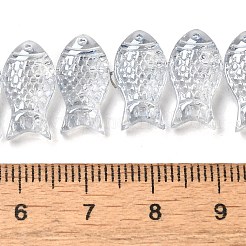 電気メッキ透明ガラスビーズ連売り  パール光沢メッキ  魚  ライトスチールブルー  8x15x5~6mm  穴：1mm  約49~50個/連  15.75インチ（40cm）&nbsp;EGLA-C007-08A
